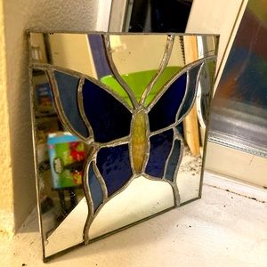 Stained glass butterfly square